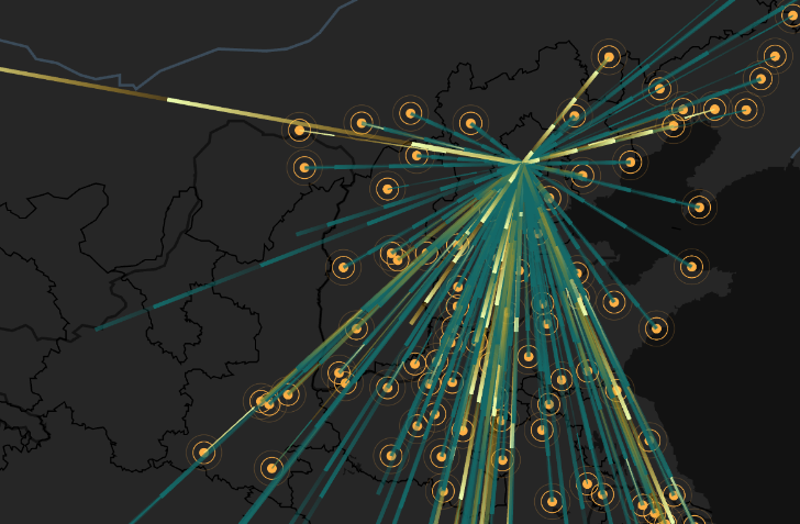 炫码科技-高德地图 LOCA 数据可视化 API 2.0— 北京人口流入流出情况